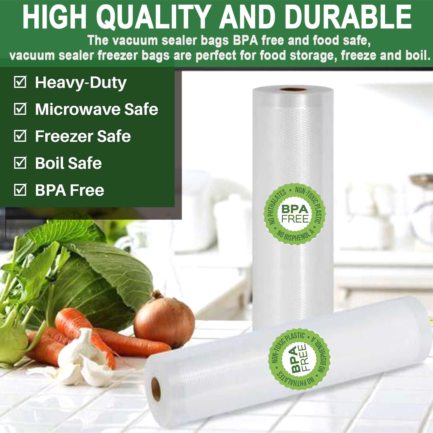 Camkey Vacuum Sealer Bag Rolls, 11" x 197", 2-Pack photo 7