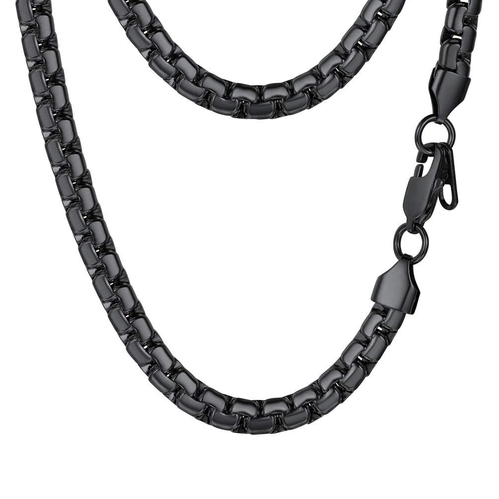 PROSTEEL Black chain Necklace Women Men Jewelry gift for Him Stainless Steel Flat Round Box chain choker Necklaces