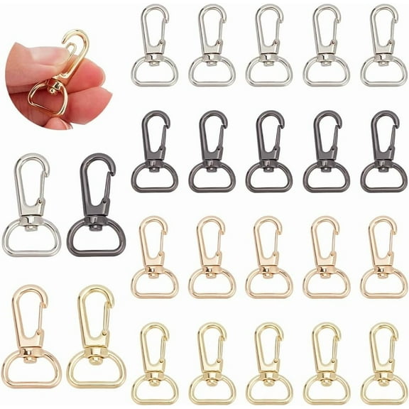 24Pcs Swivel Snap Hook Clasp 4 Colors Metal Swivel Trigger Snaps Hooks with D Rings Alloy Lanyards Push Gate Clip Lobster Claw Clasp Purse Lanyard Crafts Bag Making Key Rings Hardware