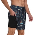 thumbnail image 2 of Yiaed Sailboat And Seagull Print Mens Swim Trunks Bathing Suit Compression Liner Beach Swim Shorts Swimwear Quick Dry Zipper Pocket No-Chafing Board Short-Medium, 2 of 6