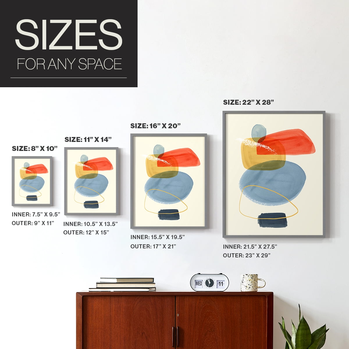Bright Color Bundle I Framed Print in Gray Solid Wood Framed Print No Nail Hanging