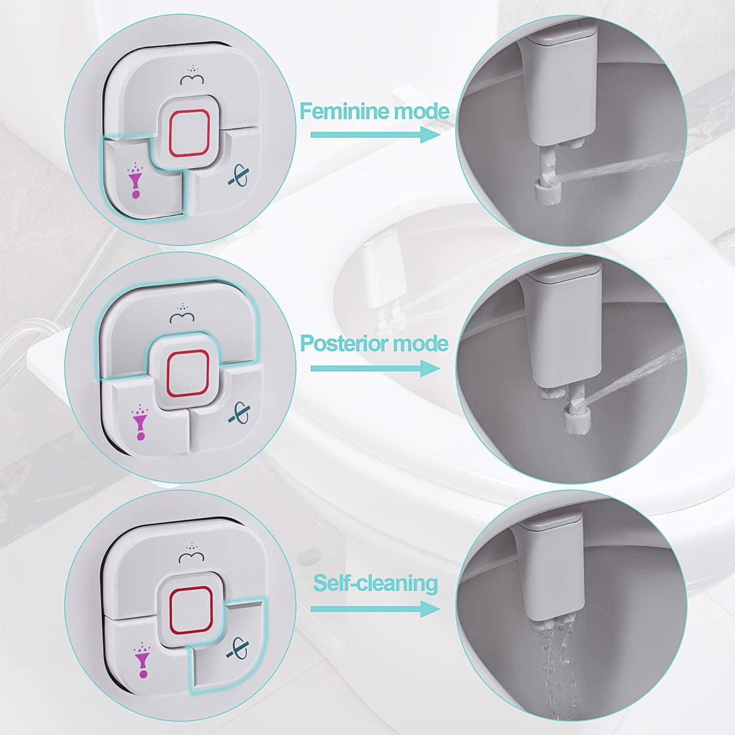 Bidet Attachment, Non-electric Cold Water Bidet Toilet Seat Attachment with Pressure Controls,Retractable Self-cleaning Dual Nozzles for Frontal & Rear Wash
