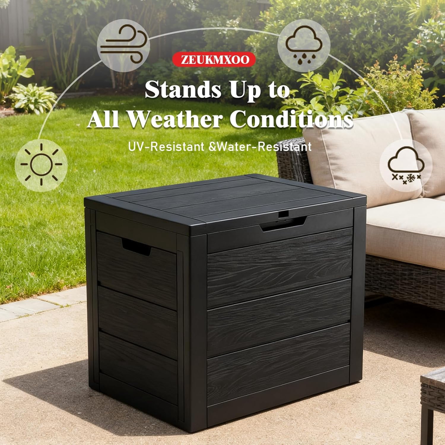 35 Gallon Waterproof Outdoor Storage Box, Resin Deck Box, Delivery Box for Package Delivery