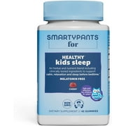 SmartyPants Kids Sleep Gummies: Melatonin FREE; Magnesium for Nervous System Support; L-Theanine for Relaxation; Saffron for Sleep Support, Chamomile & Lemon Balm, Cherry flavor, 42 Ct (21 Day Supply)