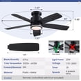 thumbnail image 4 of Ventilador de techo Wiviniya de 46 pulgadas con luces y control remoto negro, 4 of 8