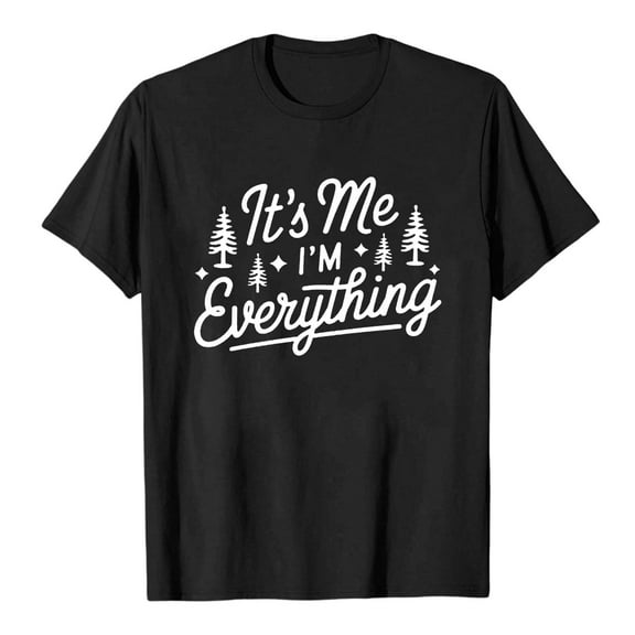 XDZJLR Christmas Shirts Women Couple Letter Print Short Sleeve Round Neck Print T Shirt Top Women Black L