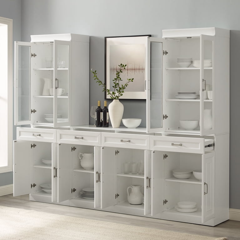 Stanton 3pc Sideboard & Glass Door Pantry Set, White - Walmart.com