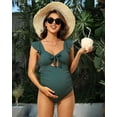 thumbnail image 7 of Beautyin Ruffle One piece Maternity Bathing Suits for Women Ribbed Tie Knot Maternity Swimsuit Cutout Ruched Pregnancy Swimwear, 7 of 7