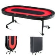 thumbnail image 6 of KFFKFF 10-Player Poker Table, Blackjack Texas Holdem Game Table with Cushioned Edges and Stainless Steel Beverage Holders, Movable Foldable Card Play Table, 6 of 9