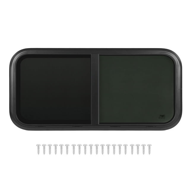 Ventana corredera para vehículos recreativos con mosquitera, vidrio templado, protección UV, ventana de esquina redondeada, universal para caravanas de remolque para espesor de pared de 26 a