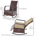 thumbnail image 2 of Khaki PE Rattan Rocking Recliner Chair with Cushion – Outdoor Patio & Porch Seating, Adjustable Footrest & Armrests, 24.8" x 33.1" x 37.4", 2 of 7