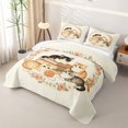 thumbnail image 3 of Manfei Kawaii Kitten Twin Quilt Set, Boho Western Flower Twin Coverlet Set, Cream, 2pcs, 1 Bedspread and 1 Pillowcase, 3 of 7
