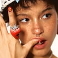 thumbnail image 4 of Sweet Strawberry Shaped Rings Portable Resin Adjustable Sizing Unisex, 4 of 7