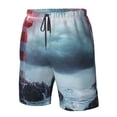 thumbnail image 6 of Uemuo Lighthouse in a Stormy Sea Pattern Men's Swim Trunks Hawaiian Beach Bathing Suit Swimsuits Beach Quick-Dry Shorts with Pockets-XX-Large, 6 of 9