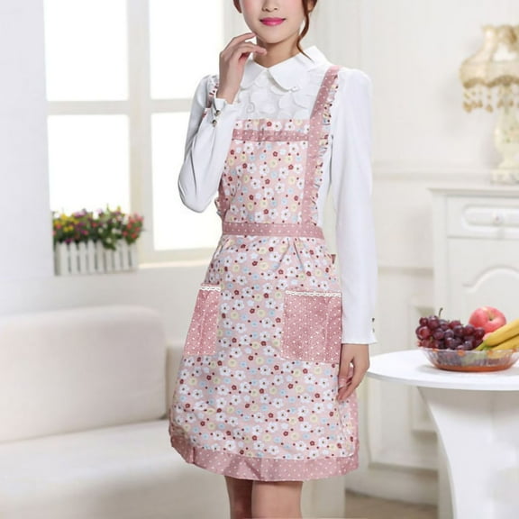 Oimcto Waterproof Apron Princess Apron Princess Yellow Flower,Thickened Double Layer Princess Apron Is Available in Many Styles,Material:Interlining