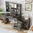 thumbnail image 2 of VKCC Modern Vanity Table Desk with LED Lights, Charging Station, 6 Drawers & Modular Storage, Rustic Brown, 2 of 9