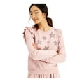 thumbnail image 3 of INC Womens Pink Ruffled Embellished Stars Printed Long Sleeve Top XS, 3 of 4