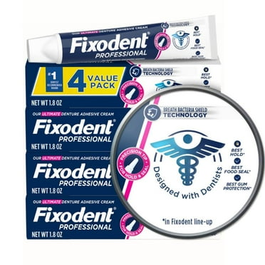 Fixodent Professional Ultimate Denture Adhesive Cream for Full and Partial Dentures, 1.8 oz, 4 Pack C3