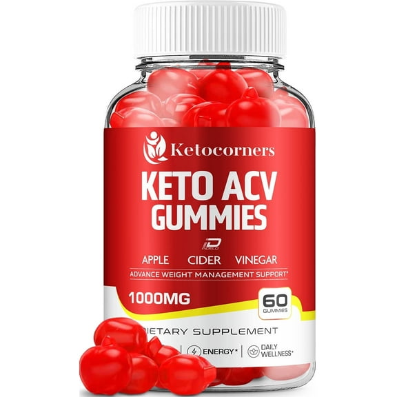 Keto Corners Keto ACV Gummies Supplement - KetoCorners Apple Cider Vinegar 1000MG, Vitamin B12, 60 Gummies