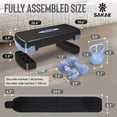 thumbnail image 3 of SAKAE Blue Adjustable Aerobic Stepper Kit with Dumbbells & Kettlebell & Weightlifting Belt & Measuring Tape, 2 Level Risers Exercise Step Platform for Home Gym Exercise Fitness Workout, black, 3 of 9