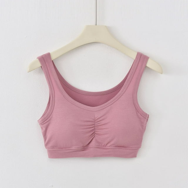 YUTK Bras for Women - Women's Solid Color Seamless Underwear without Steel Rims Detachable Chest Sagging Wave Pattern Bra Pink Xl