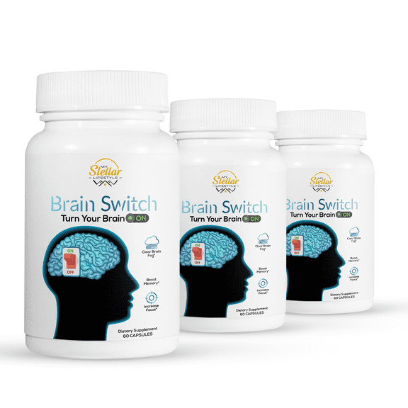 3 Pack Brain Switch, boost memory & increase focus-60 Capsules x3