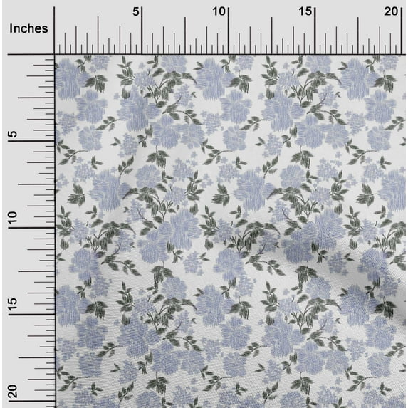 oneOone Viscose Chiffon Fabric Leaves & Floral Ikat Decor Fabric Printed BTY 42 Inch Wide