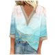 thumbnail image 1 of Fiudx Ofertas Relámpago Top de Manga Media y Larga Holgado Estampado con Cuello En V Informal a La Moda Sexy para Mujer, 1 of 4