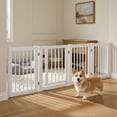 thumbnail image 5 of Pefilos 30" Tall 4-Panel Freestanding Pet Gate for Stairs, Folding Wood Dog Fence, White, 5 of 8