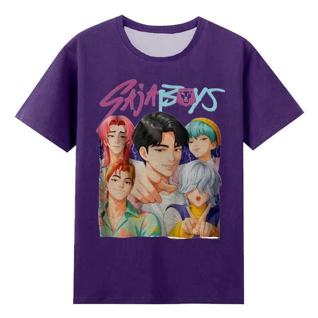 Moonsky Camiseta unisex Huntrix Dem-0n, colores cómodos, camiseta Huntrix para niñas, camiseta Mira Rumi Joey, merchandising, regalo juvenil para fans del K-pop (Morado M)