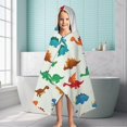 thumbnail image 6 of White Cartoon Dinosaurs Pattern Hooded Bath Towel，60"x35" for Ages 3 To 12 Kids, Quick Dry Lightweight Soft Microfiber Hood Beach Towel Cover Up for Kids, 6 of 7