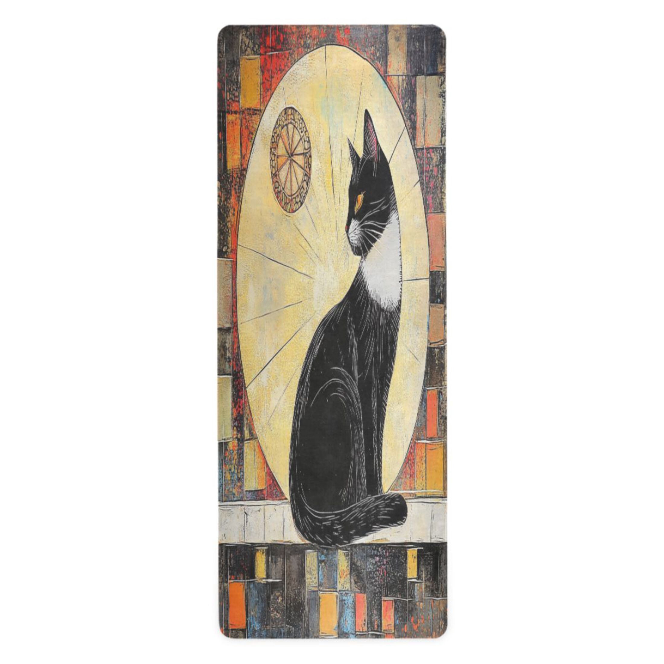 BZSMCE Yoga Mat Women Mystical Black Cat at Dawn Fitness Mat