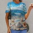 thumbnail image 6 of Beach Seashell Starfish T Shirts Basic T-Shirt Short Sleeve Ladies Tee Shirt Summer Graphic Clothing, 6 of 6
