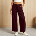 thumbnail image 2 of Lmueinov 2026 Women's High Waist Button Zip Fly Wide Leg Pants, 100% Cotton Soft Breathable Casual Straight Leg Office Trousers with Side Pockets S-3XL, 2 of 7