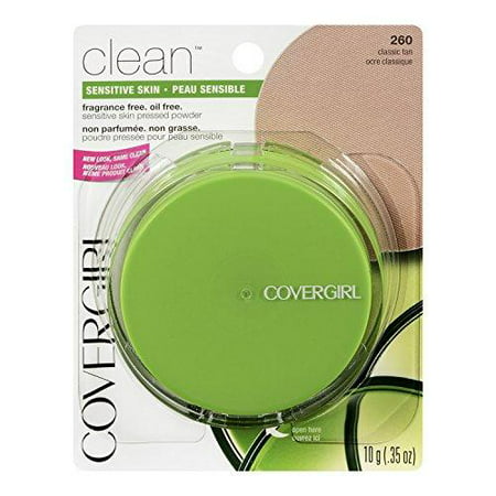 COVERGIRL Clean Sensitive Skin Pressed Powder Classic Tan 260, .35 oz, Old Version (packaging may
