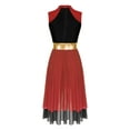thumbnail image 4 of Yhong Women Prasie Dance Tunics Sleeveless Asymmetrical Hem Leotard Dresses Lyrical Ballroom Red&Black M, 4 of 5