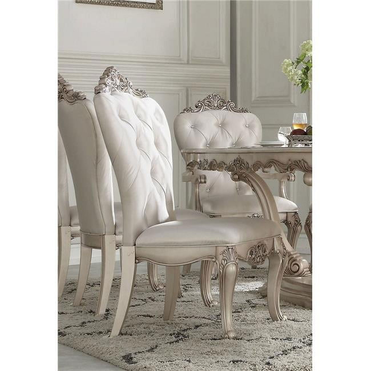 Acme Dresden Arm Chair (Set-2), Bone White Finish Indoor Dining