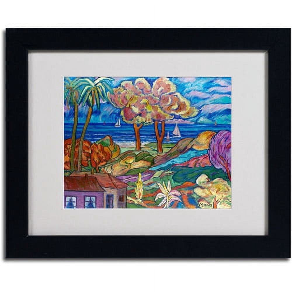 Trademark Fine Art "House By the Beach" Canvas Art by Manor Shadian, Black Frame