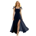 thumbnail image 2 of ITSAME Girls Smocked Slip Dress Square Neck Flowy Ruffle High-Low Hem Wedding Pageant Party Ball Gown Navy Size 10, 2 of 6