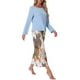 thumbnail image 4 of Conjunto de lounge para mujeres INSPIRE CHIC, camiseta de manga larga con capri floral, sets de pijama suaves y elásticos, 2 piezas, ropa de casa, S azul, 4 of 6