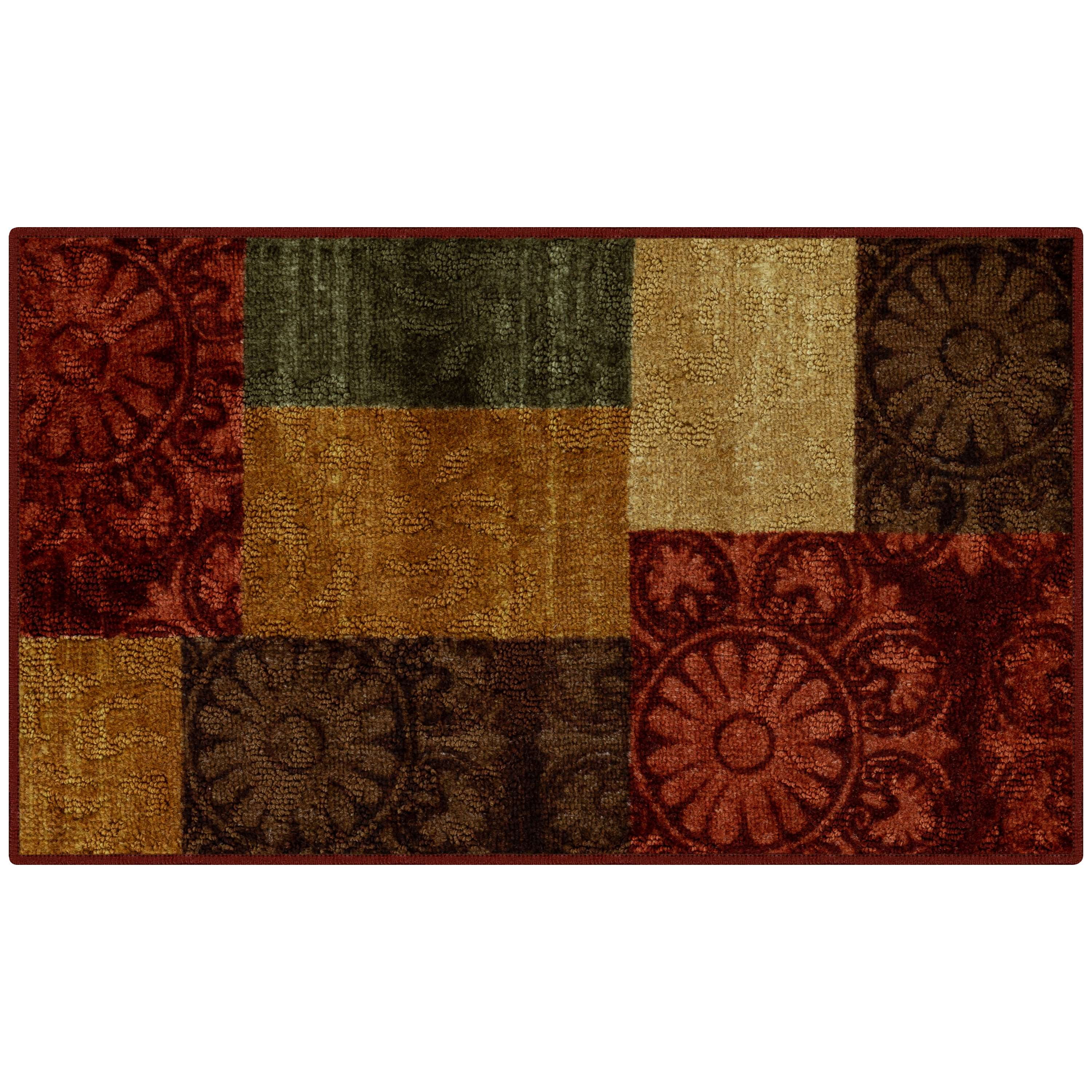 (2 pack) Mainstays Transitional Medallion Block Indoor Entryway Accent Rug, Red Spice, 1'8" x 2'10"