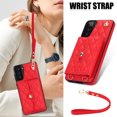 thumbnail image 2 of for Samsung Galaxy S21 Case, Wallet Phone PU Leather Case with Card Holder Crossbody Cover for Women Girls Strap Wristlet RFID Blocking Shockproof Protective Cover for Samsung S21, Red, 2 of 9