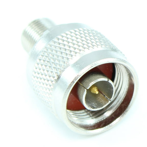 Coax F-Type Female to N-type Male Adapter, Threaded, Nickel Plated