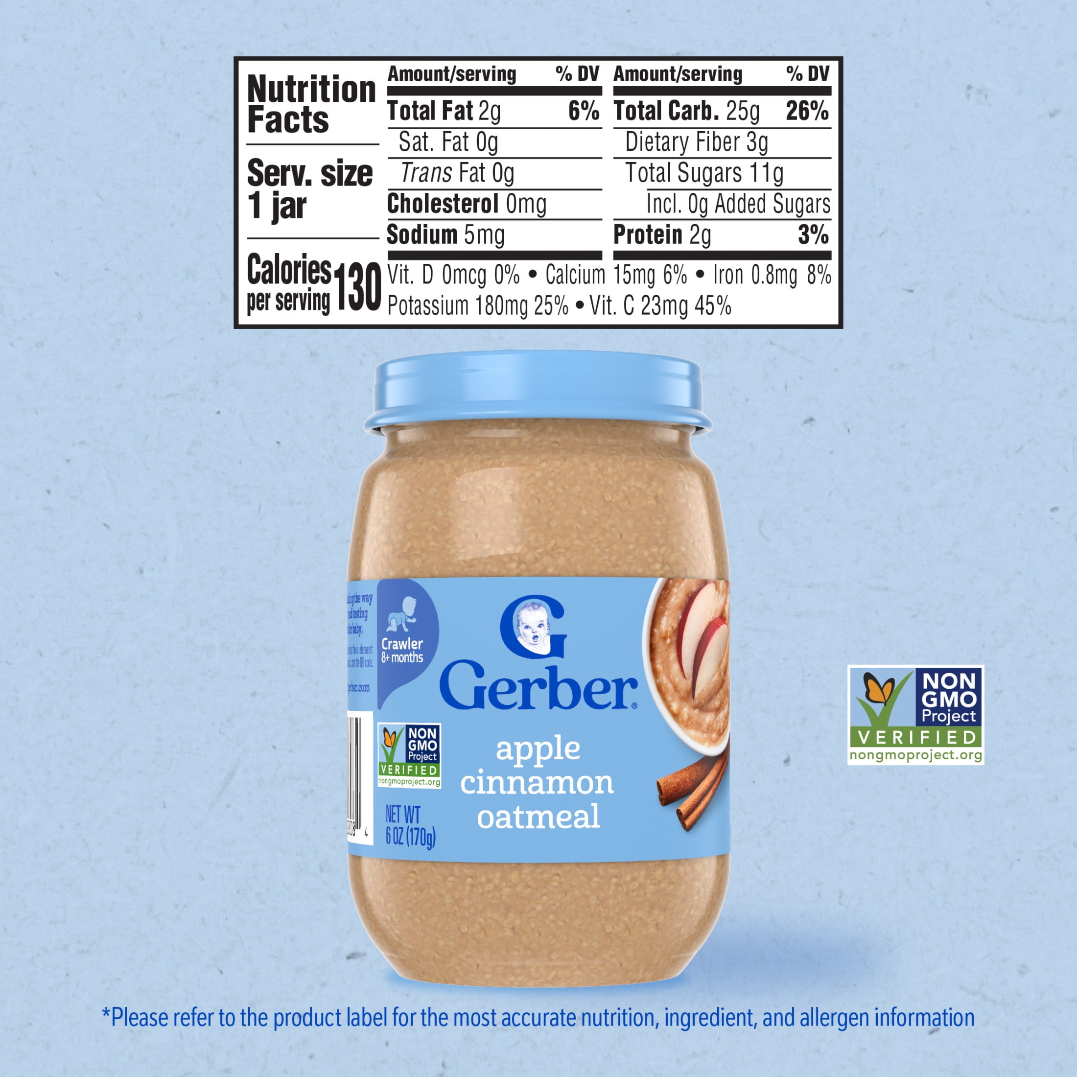 (12 pack) Gerber 3rd Foods Baby Food, Apple Cinnamon Oatmeal, 6 oz Jar