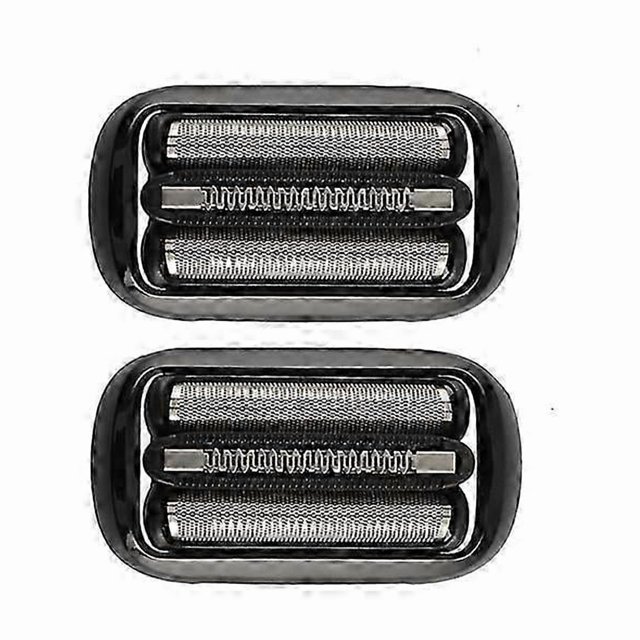 2 pack series 5/6 53b replacement head for braun electric foil shaver 5020cs 5018s 5035s 5049cs 5050 front-facing view of two black rectangular replacement foil heads stacked vertically; each shows two metal foils, a central comb cutter and plastic outer frame, compatible with the listed Braun Series 5/6 models and often used for replacement or maintenance of rasuradora eléctrica during travel.