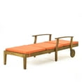 thumbnail image 2 of Daisy Outdoor Chaise Lounge with Weather Resistant Cushion, Teak Finish and Orange, 2 of 6