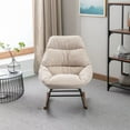thumbnail image 2 of Accent Rocking Chair, Tufted Upholstered Rocker Chair with Soft Padded Seat and Back, Modern Armchair Lounge Chair Side Chair with Metal and Wood Legs, Reading Chair for Living Room Office, Beige, 2 of 7