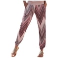 thumbnail image 2 of Huowey Wide Leg Pants Woman High Waist Floral Printing Elastic Waist Trousers Long Pants Boho Beach Relaxed Joggers Summer Fashionable Breathable Pencil Pants,Light Purple,L, 2 of 6