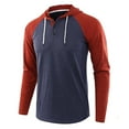 thumbnail image 2 of Fgnfyis Mens Fashion Casual Color Matching Raglan Sleeves Drawstring Hoodie Long Sleeve T Shirt Top Blouse Men's Sweatshirts Navy S, 2 of 4