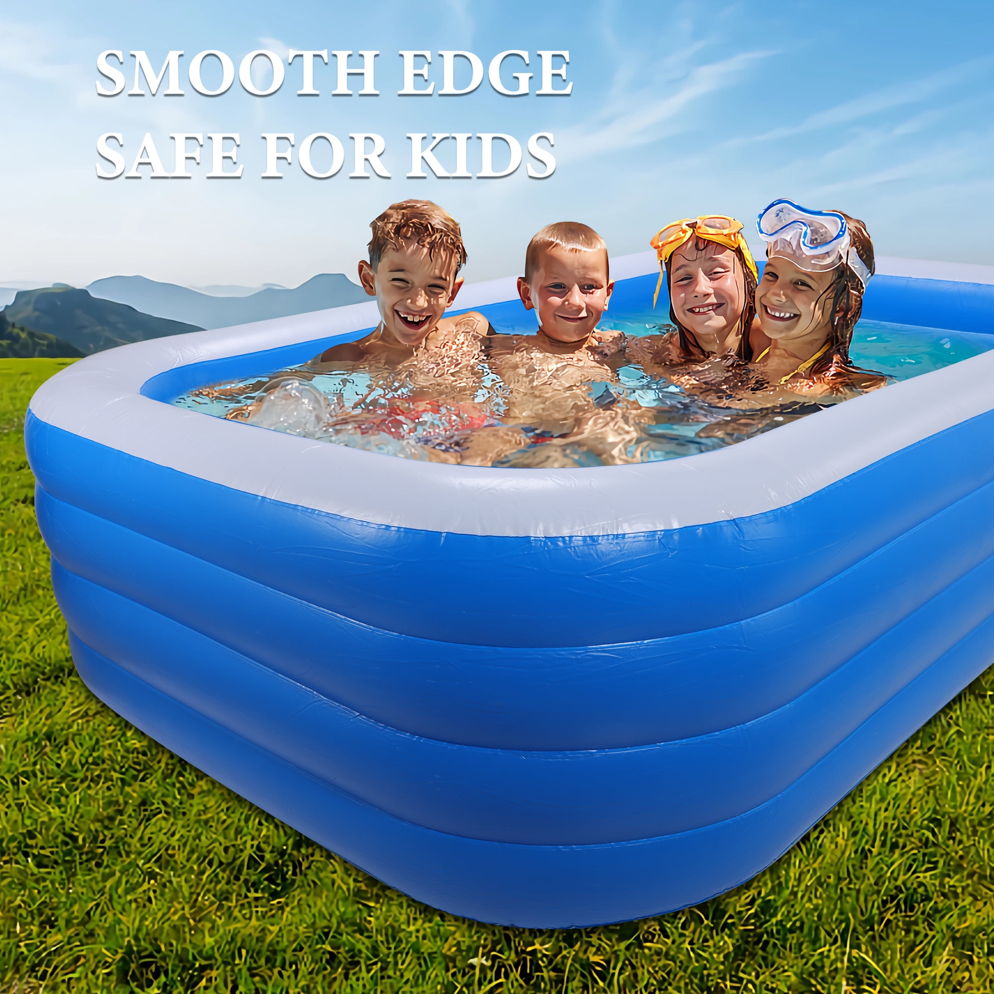 Inflatable Swimming Pool, 102.36x62.99x27.55 inch Inflatable Pool, Family Pool, Summer Water Party, Outdoor, Garden, Backyard